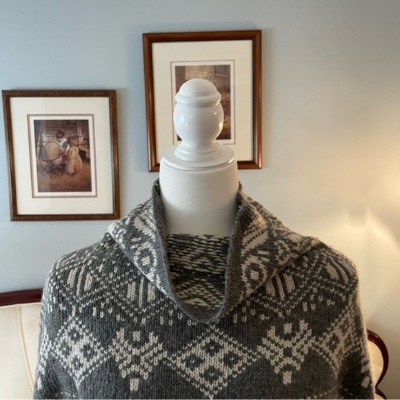 Nordic Style Grey Wool Blend Beautiful Knit Mockneck Sweater Size Extra Large - Picture 5 of 14